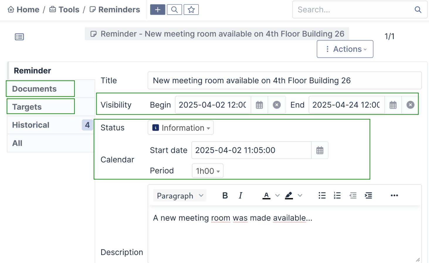 Communications des pages d'accueil du portail ciblables selon les d&eacute;partements, les profils utilisateurs et les groupes