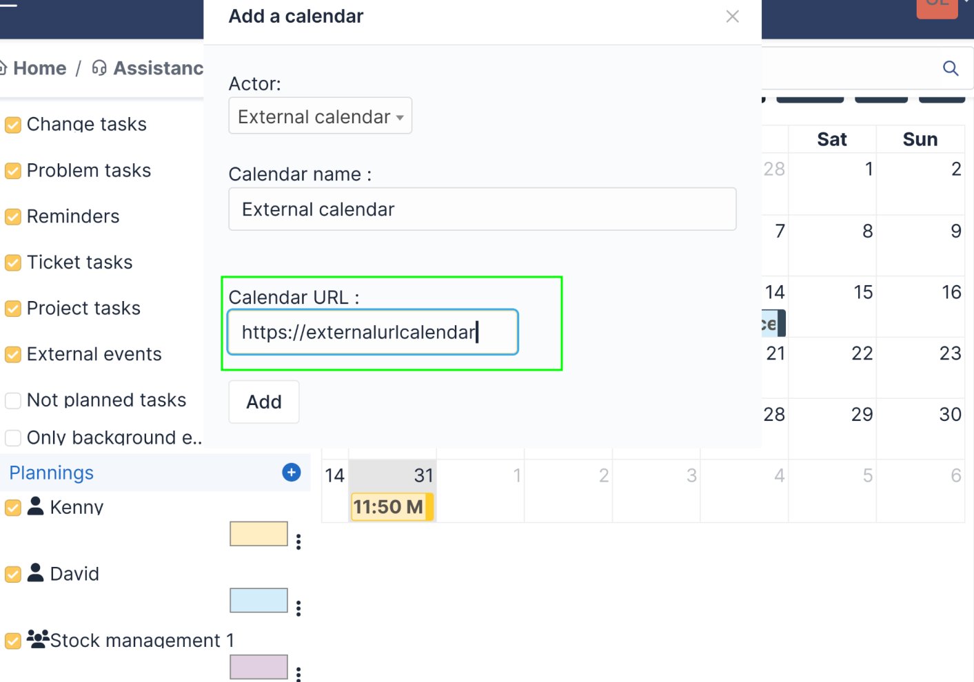 Planning global avec import et export des calendriers